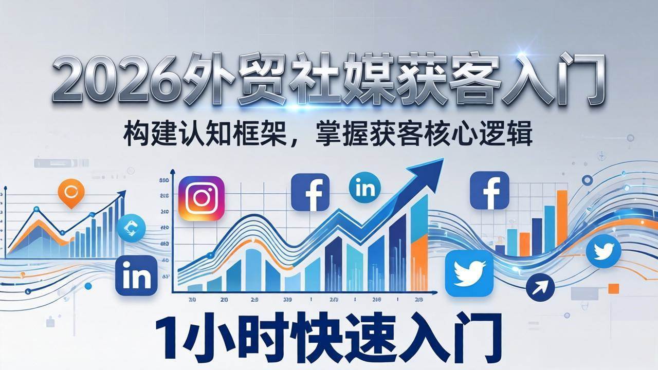 （17672期）2026 外贸社媒获客入门：1小时搭建认知框架，新手快速开启社媒获客之路-八方网创