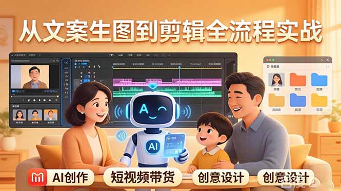 【精】原创 AI 剧情短视频带货:AI+家庭剧情+带货广告,从文案生图到剪辑全流程实战-八方网创