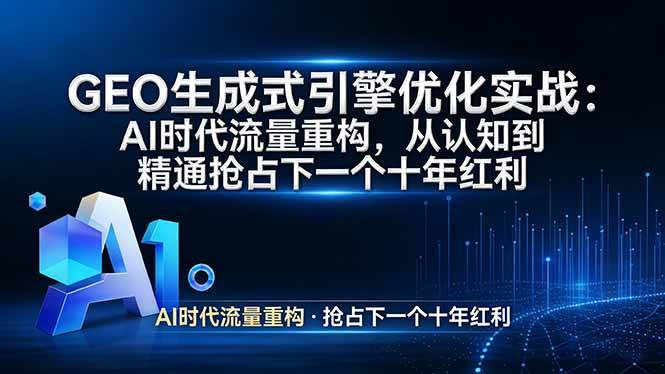 （17708期）GEO 生成式引擎优化实战：AI时代流量重构，从认知到精通抢占下一个十年红利-八方网创