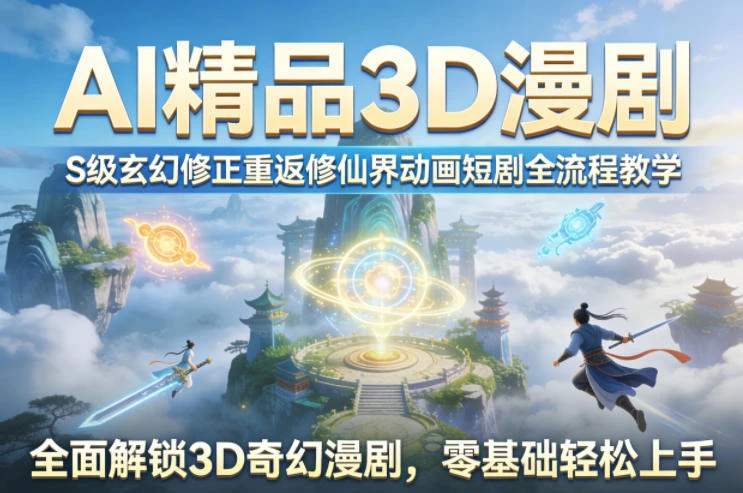 【精】AI精品3D漫剧S级玄幻修正重返修仙界动画短剧全流程教学,全面解锁3D奇幻漫剧,零基础轻松上手 【精】AI精品3D漫剧S级玄幻修正重返修仙界动画短剧全流程教学,全面解锁3D奇幻漫剧,零基础轻松上手