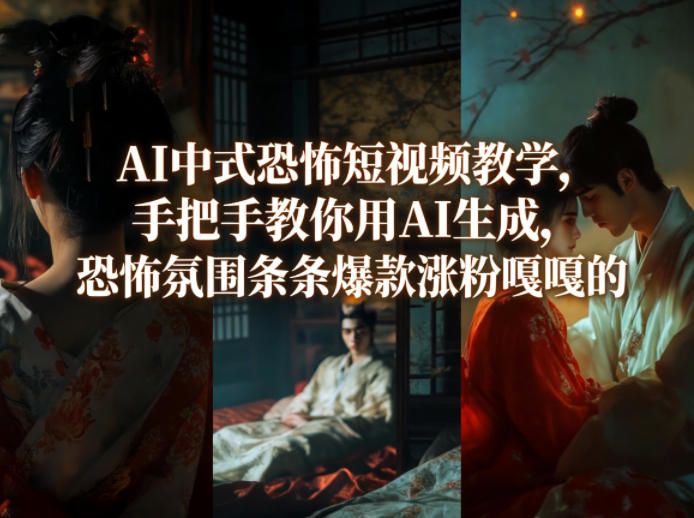 AI中式恐怖短视频教学，手把手教你用AI生成，恐怖氛围条条爆款涨粉嘎嘎的-八方网创