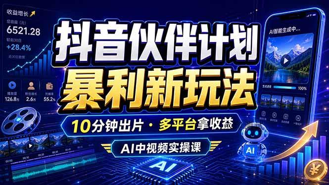 抖音伙伴计划最新玩法,无需配音剪辑,10分钟出一条原创视频,轻松日入三位数 抖音伙伴计划最新玩法,无需配音剪辑,10分钟出一条原创视频,轻松日入三位数