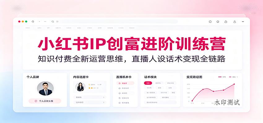 小红书IP创富进阶训练营：知识付费全新运营思维，直播人设话术变现全链路-八方网创