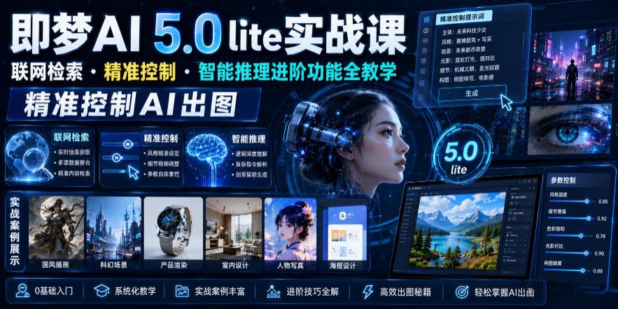 即梦AI 5.0 lite实战课，联网检索・精准控制・智能推理进阶功能全教学，精准控制AI出图-八方网创