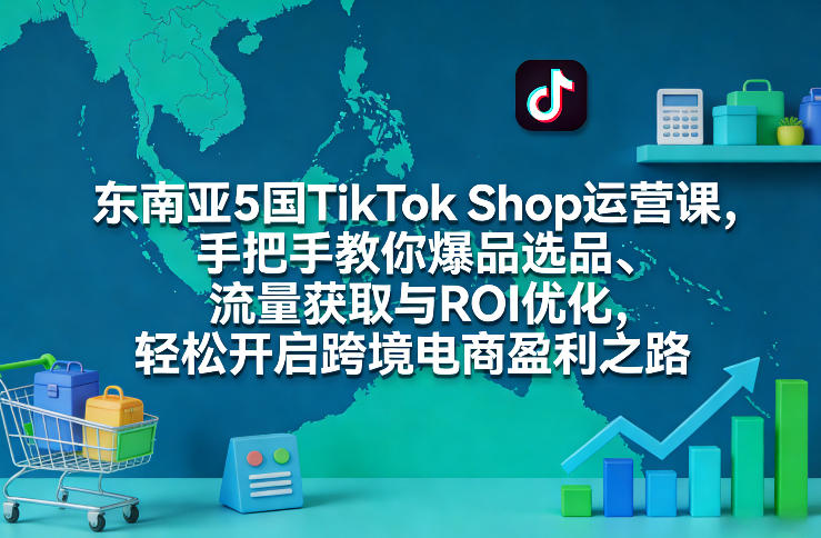 东南亚5国TikTok Shop运营课，手把手教你爆品选品、流量获取与ROI优化，轻松开启跨境电商盈利之路-八方网创