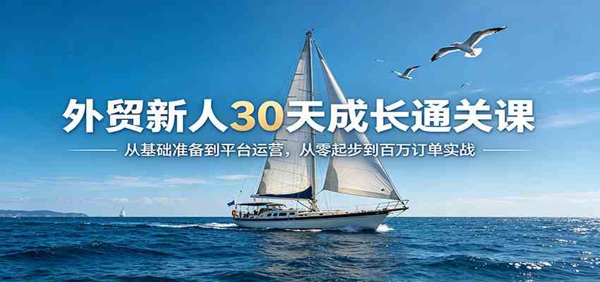 外贸新人30天成长通关课：从基础准备到平台运营，从零起步到百万订单实战-八方网创