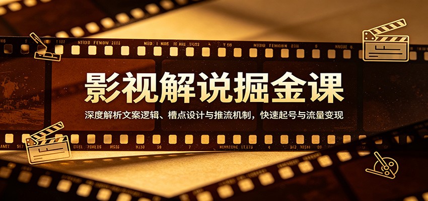 影视解说掘金课：深度解析文案逻辑、槽点设计与推流机制，快速起号与流量变现-八方网创