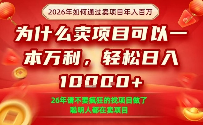 一单净利润1K+，26年想年入100个W，死磕卖项目就够了【揭秘】-八方网创