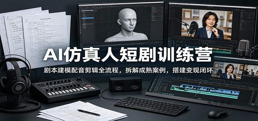 AI仿真人短剧训练营:剧本建模配音剪辑全流程,拆解成熟案例,搭建变现闭环-八方网创