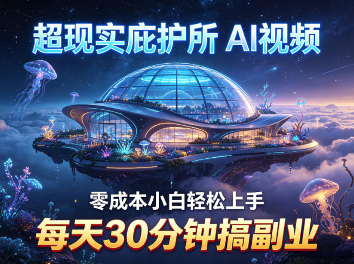 超现实庇护所AI视频项目拆解，零成本小白轻松上手，每天30分钟搞副业-八方网创