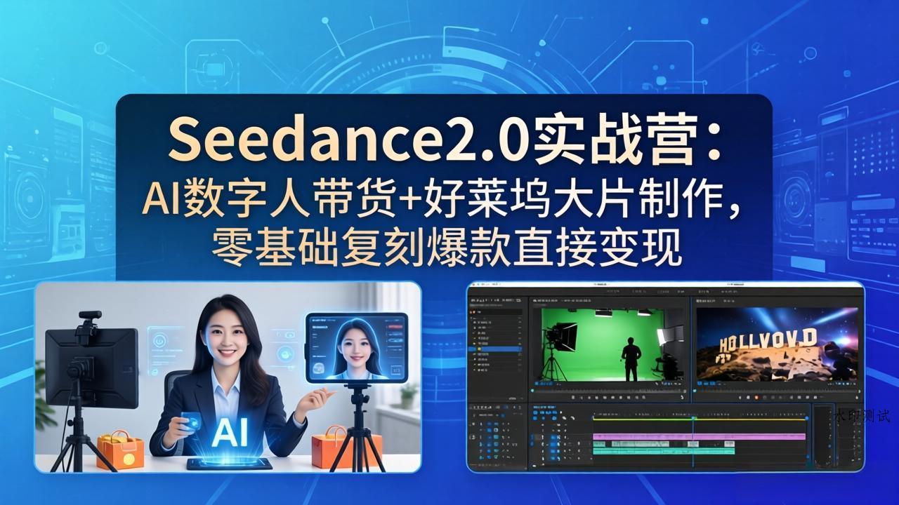 【精】Seedance2.0实战营：AI数字人带货+好莱坞大片制作，零基础复刻爆款直接变现-八方网创