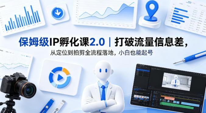 保姆级IP孵化课2.0｜打破流量信息差，从定位到拍剪全流程落地，小白也能起号-八方网创