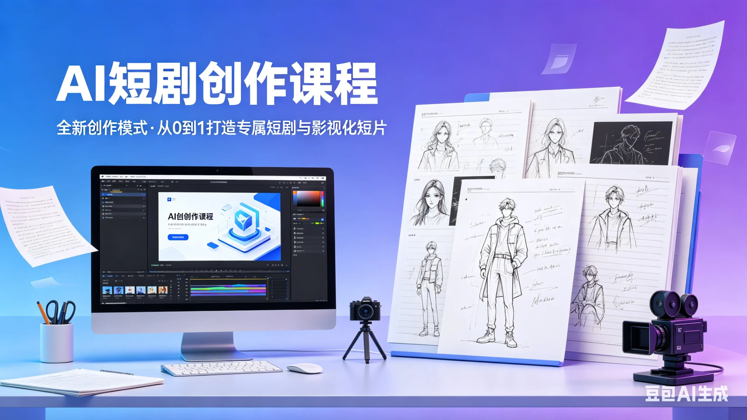 【精】AI短剧创作课程,全新创作模式,从0到1创作属于你自己的短剧和影视化短片-八方网创