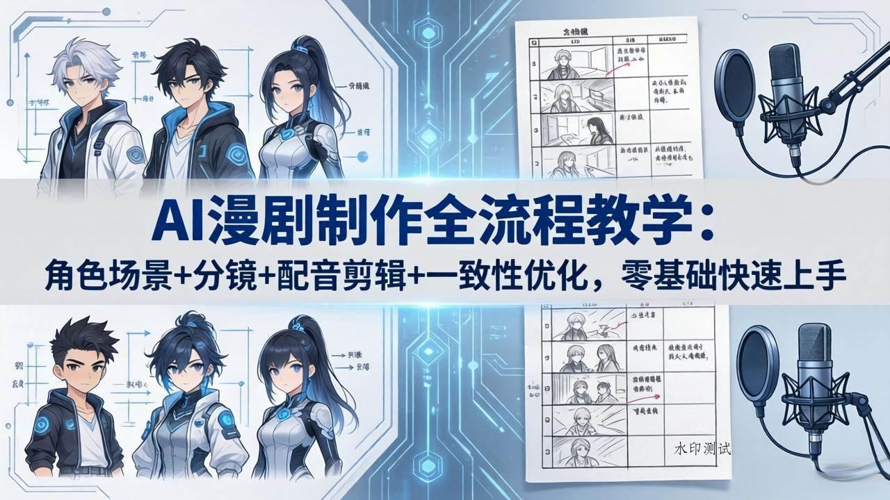 （18090期）AI漫剧制作全流程教学：角色场景+分镜+配音剪辑+一致性优化，零基础快速上手-八方网创