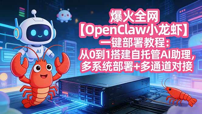 (17612期)爆火全网【OpenClaw 小龙虾】一键部署教程:从0到1搭建自托管AI助理,多系统部署+多通道对接-八方网创