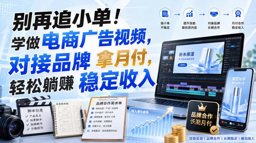 别再追小单!学做电商广告视频,对接品牌拿月付,轻松躺賺稳定收入【原创双语字幕】-八方网创