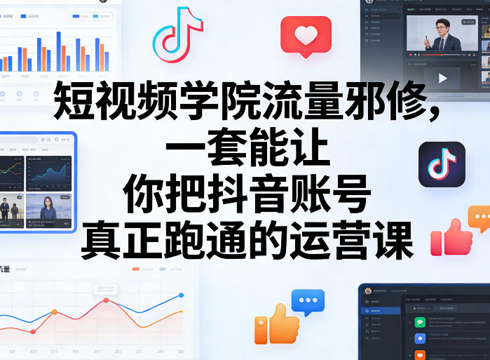 短视频学院流量邪修，一套能让你把抖音账号真正跑通的运营课-八方网创