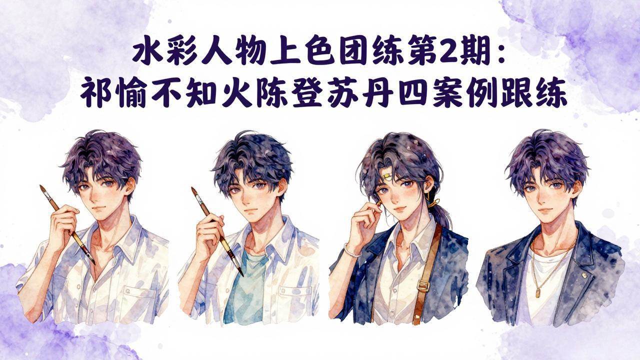 （17954期）水彩人物上色团练第2期：祁煜不知火陈登苏丹四案例跟练，手把手提升绘画能力-八方网创