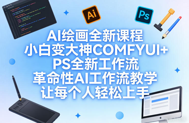 AI绘画全新课程,小白变大神COMFYUI+PS全新工作流,革命性AI工作流教学,让每个人轻松上手-八方网创