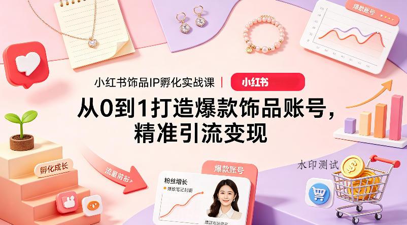 小红书饰品IP孵化实战课｜从0到1打造爆款饰品账号，精准引流变现-八方网创