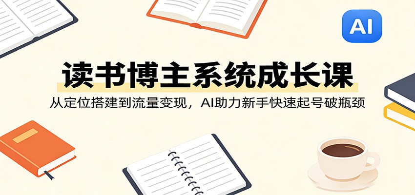 读书博主系统成长课：从定位搭建到流量变现，AI助力新手快速起号破瓶颈-八方网创