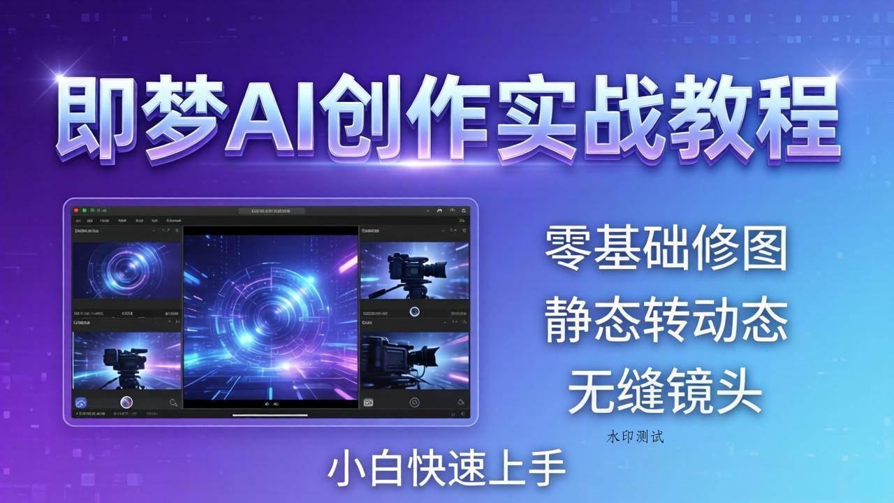 （18196期）即梦AI创作实战教程，从零基础修图到AI导演，实战教学静态转动态+无缝镜头，小白快速上手-八方网创