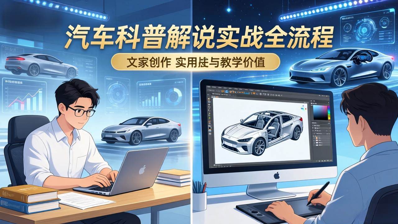 （17665期）抖音汽车科普解说实战：文案+动画+画面处理+去水印全流程，打造专业汽车科普视频-八方网创