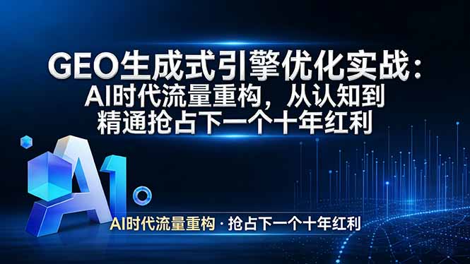 GEO 生成式引擎优化实战：AI时代流量重构，从认知到精通抢占下一个十年红利-八方网创