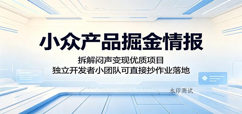 小众产品掘金情报:拆解闷声变现优质项目,独立开发者小团队可直接抄作业落地-八方网创
