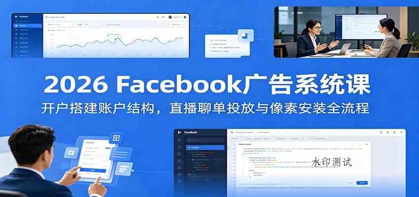 2026 Facebook广告系统课:开户搭建账户结构,直播聊单投放与像素安装全流程-八方网创