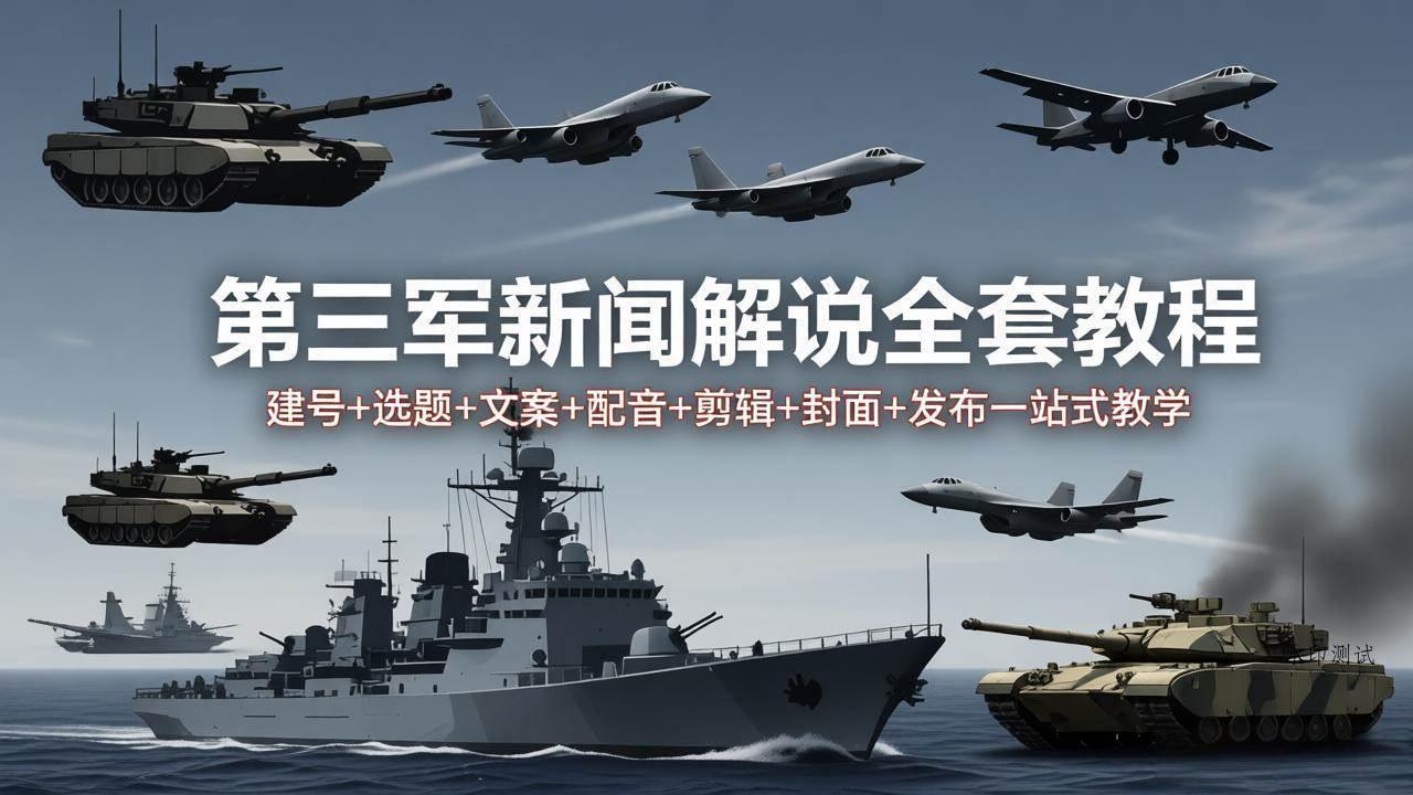 （18081期）第三军迷新闻解说全套教程：建号+选题+文案+配音+剪辑+封面+发布一站式教学-八方网创