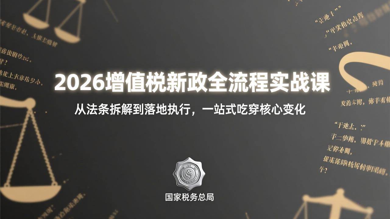 （17529期）2026增值税新政全流程实战课：从法条拆解到落地执行，一站式吃透核心变化-八方网创
