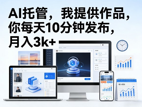公众号AI托管，我提供作品，你每天10分钟发布，月入3k+【揭秘】-八方网创