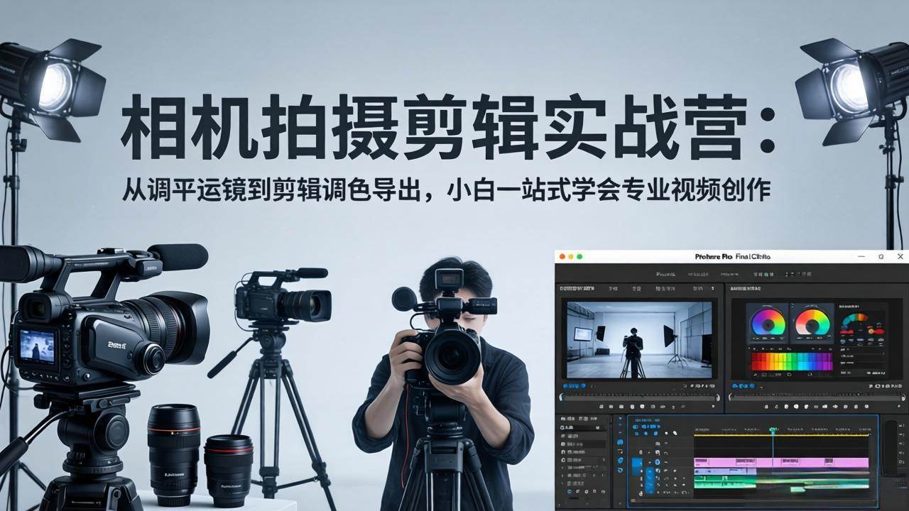 （18002期）相机拍摄剪辑实战营：从调平运镜到剪辑调色导出，小白一站式学会专业视频创作-八方网创