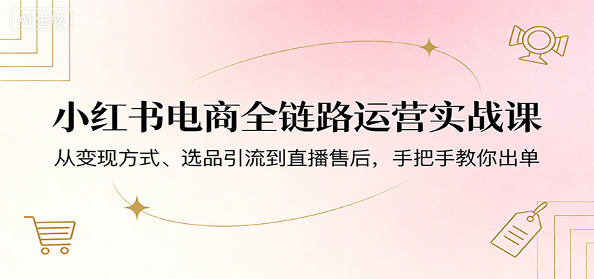 小红书电商全链路运营实战课：从变现方式、选品引流到直播售后，手把手教你出单-八方网创