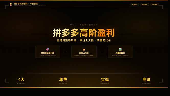 （17848期）拼多多高阶盈利年费会员(更新3月31)：全类目活动玩法、原价上大促、洗图防比价等核心盈利技术-八方网创