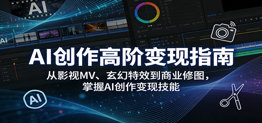 AI创作高阶变现指南：从影视MV、玄幻特效到商业修图，掌握AI创作变现技能-八方网创