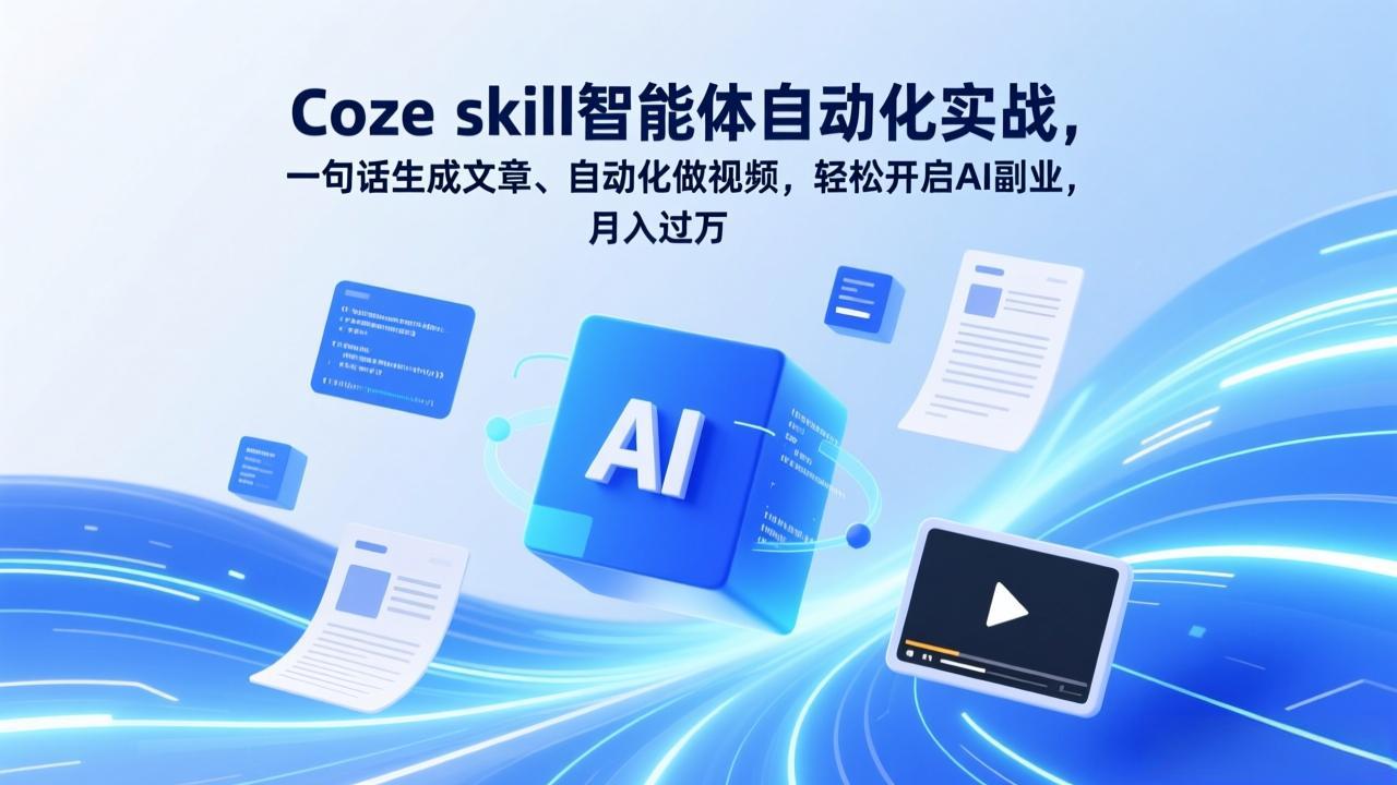 Coze skill智能体自动化实战,一句话生成文章、自动化做视频,轻松开启AI副业,月入过万-八方网创