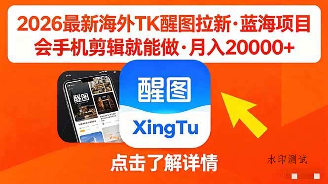 （18112期）26年最新海外Tk醒图拉新，蓝海项目，会手机剪辑就可以做，月入20000＋-八方网创