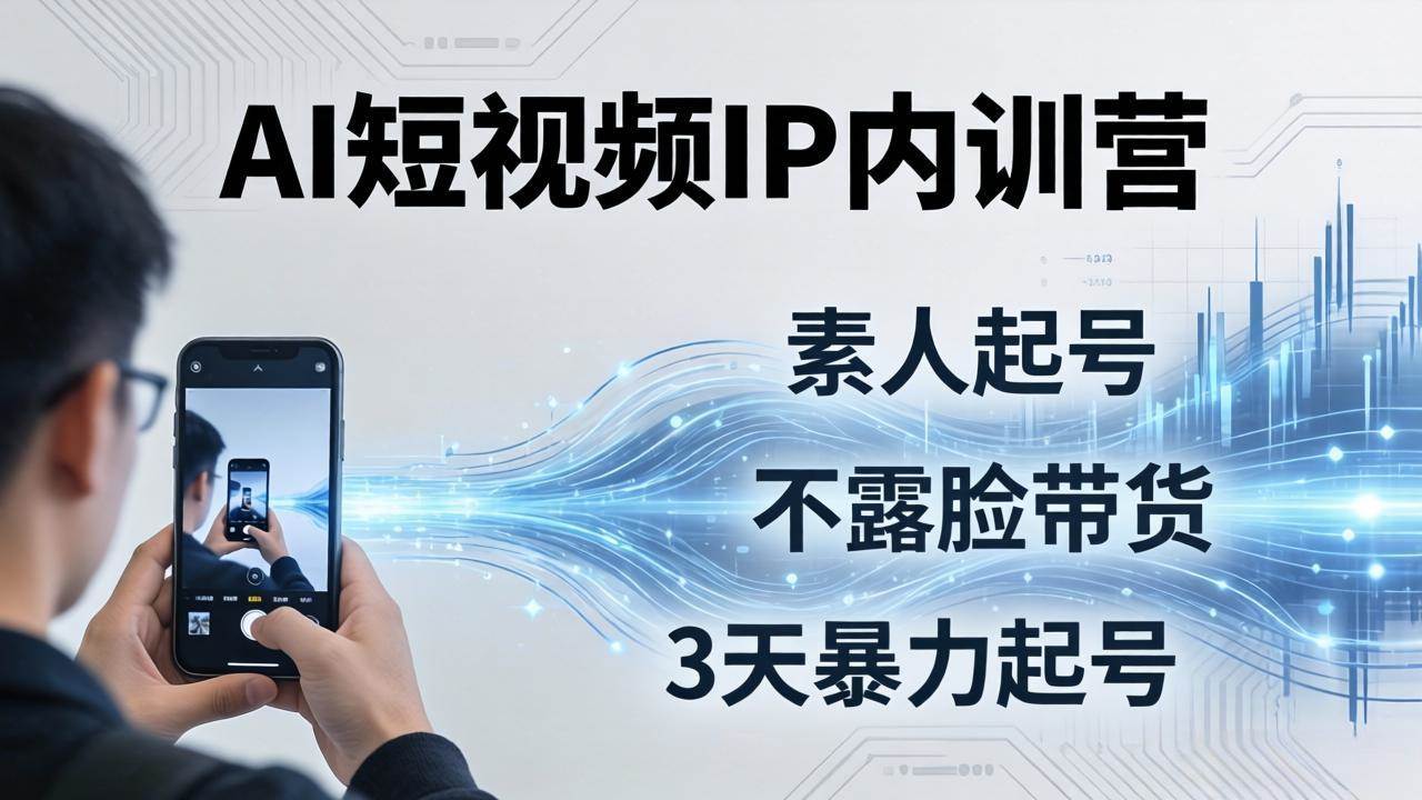 （17852期）2026AI短视频IP内训营：从素人起号到不露脸带货，3天暴力起号全流程拆解-八方网创