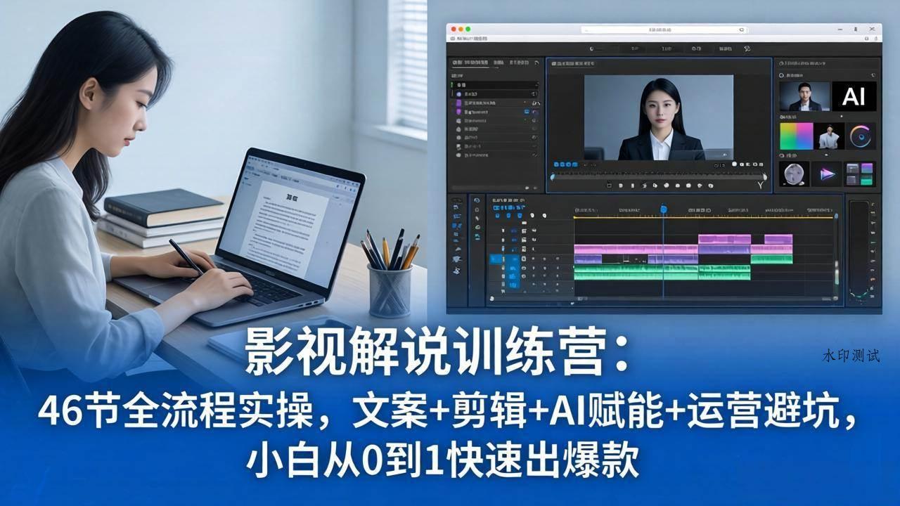 （18053期）影视解说特训营：46节全流程实操，文案+剪辑+AI赋能+运营避坑，小白从0到1快速出爆款-八方网创