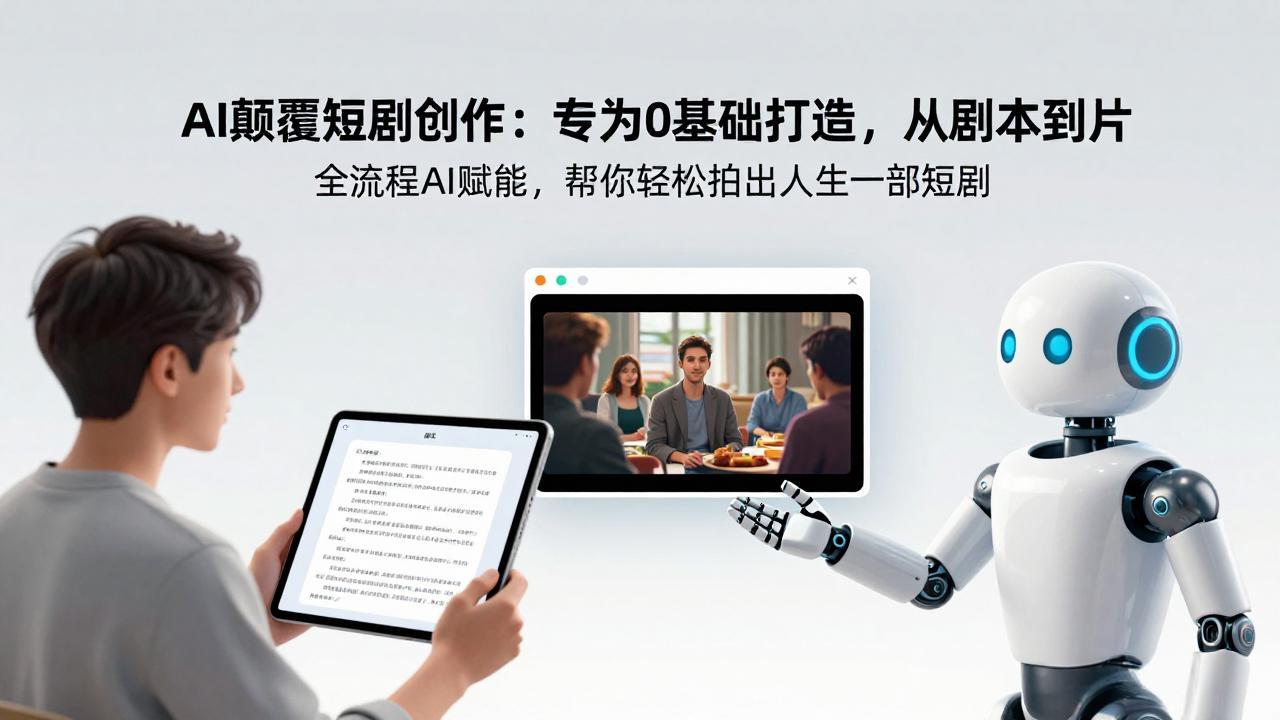 AI颠覆短剧创作:专为0基础打造,从剧本到成片全流程AI赋能,帮你轻松拍出人生第一部短剧 AI颠覆短剧创作:专为0基础打造,从剧本到成片全流程AI赋能,帮你轻松拍出人生第一部短剧