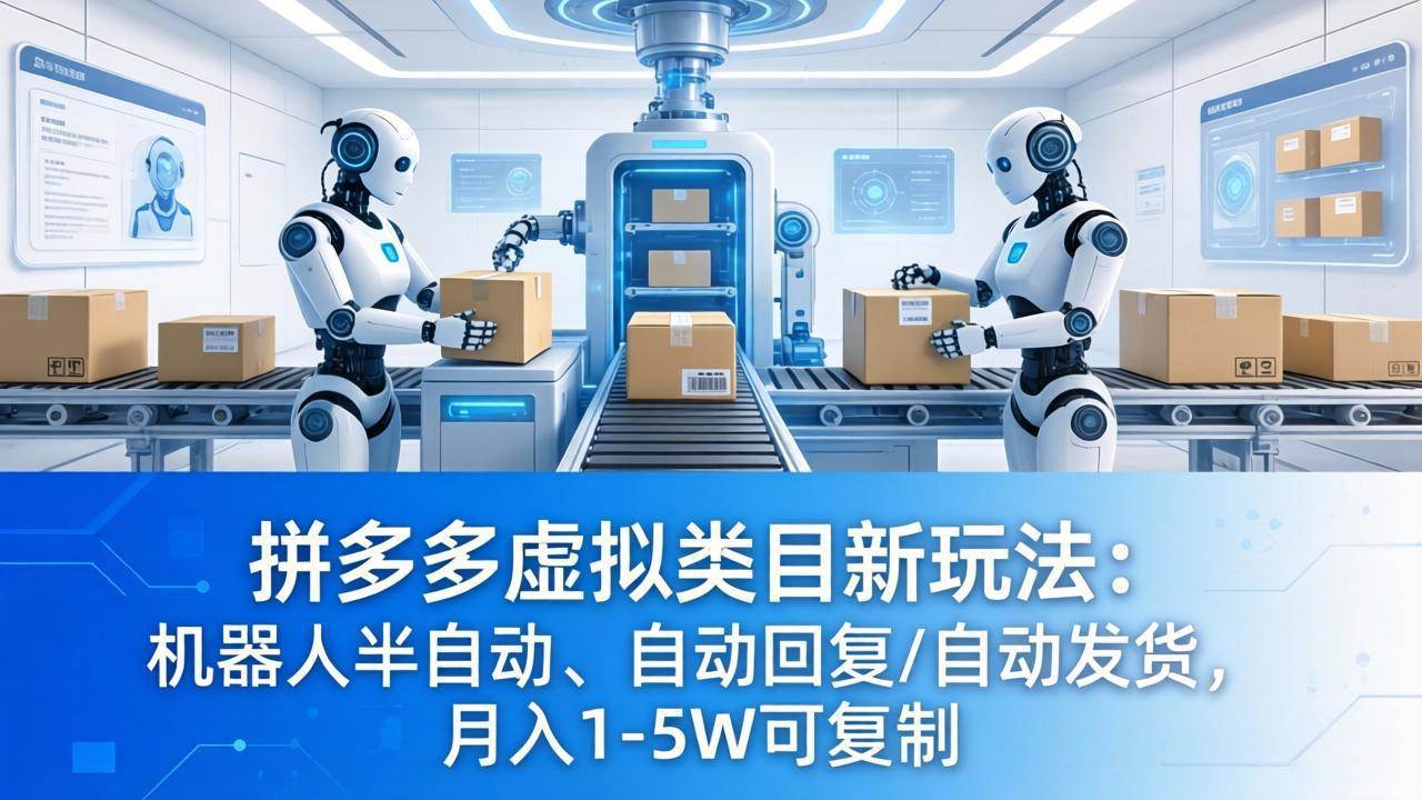 （18038期）拼多多虚拟类目新玩法：机器人半自动、自动回复 /自动发货，月入 1-5W 可复制-八方网创