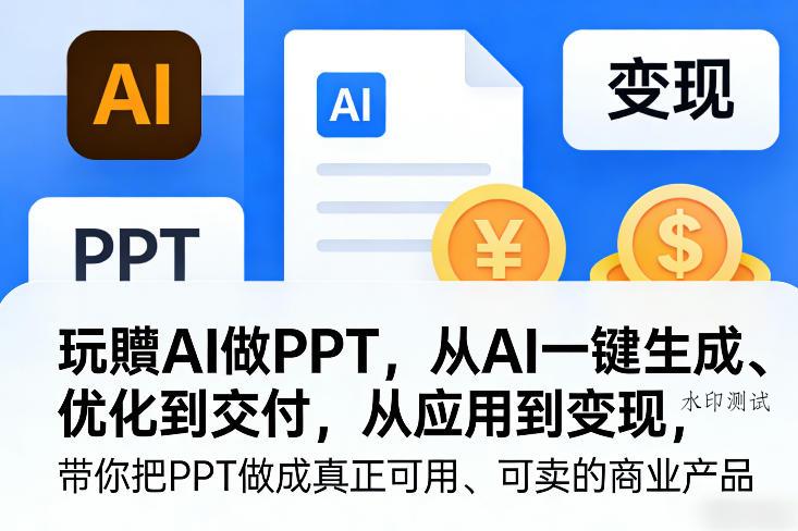 玩賺AI做PPT，从AI一键生成、优化到交付，从应用到变现，带你把PPT做成真正可用、可卖的商业产品（更新0421）-八方网创