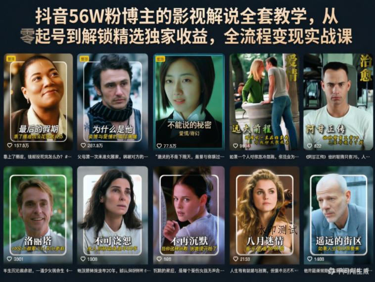 【精】抖音56W粉博主的影视解说全套教学，从零起号到解锁精选独家收益，全流程变现实战课-八方网创