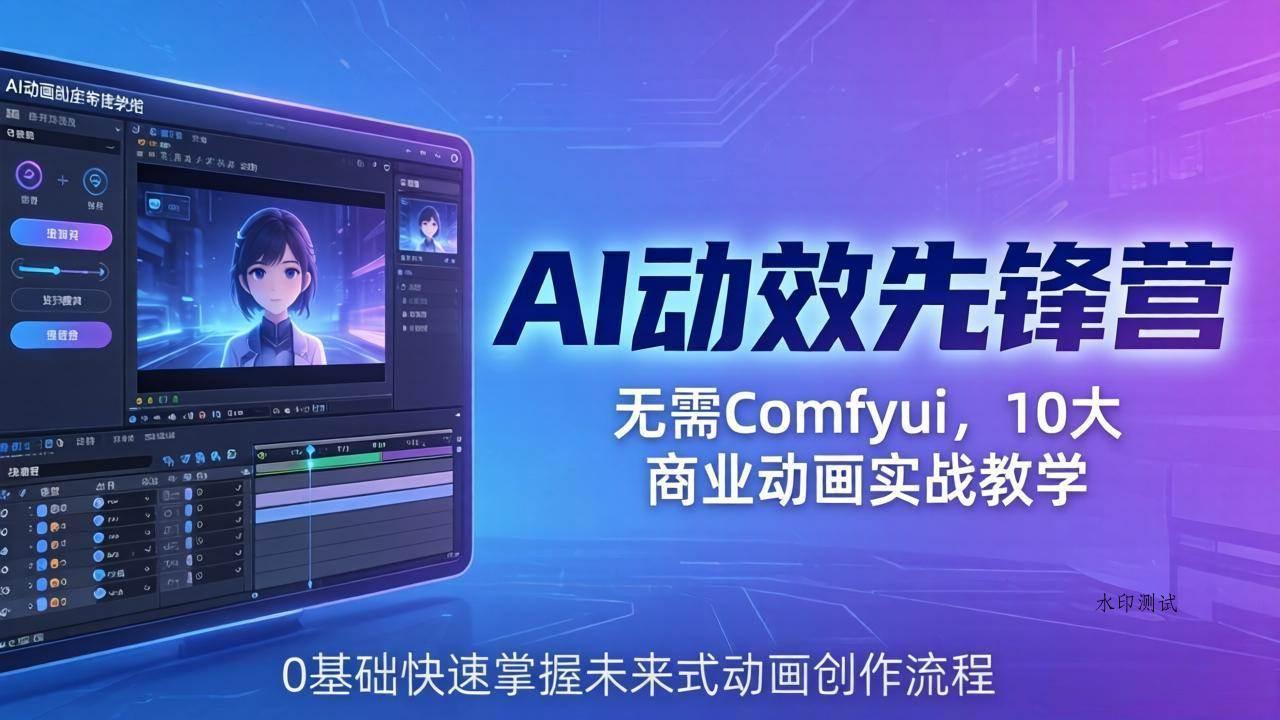 （18077期）AI 动效先锋营：无需Comfyui，10大商业动画实战教学，0基础快速掌握未来式动画创作流程-八方网创