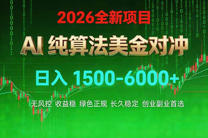2026 全新美金对冲项目,不套平台赠金,不封号,纯算法对冲,日入 1500-6000+-八方网创
