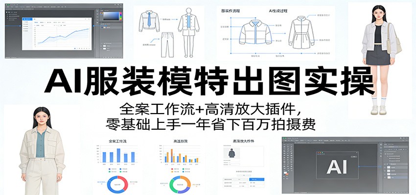 AI服装模特出图实操：全案工作流+ 高清放大插件，零基础上手一年省下百万拍摄费-八方网创