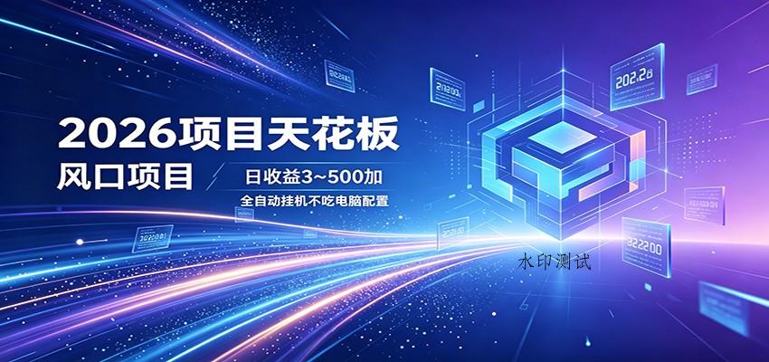 2026项目天花板，风口项目，日收益3~500+全自动挂机，不吃配置-八方网创