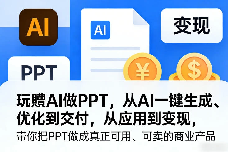 【精】玩赚AI做PPT 从生成优化到交付变现 零基础商业实战教程-八方网创